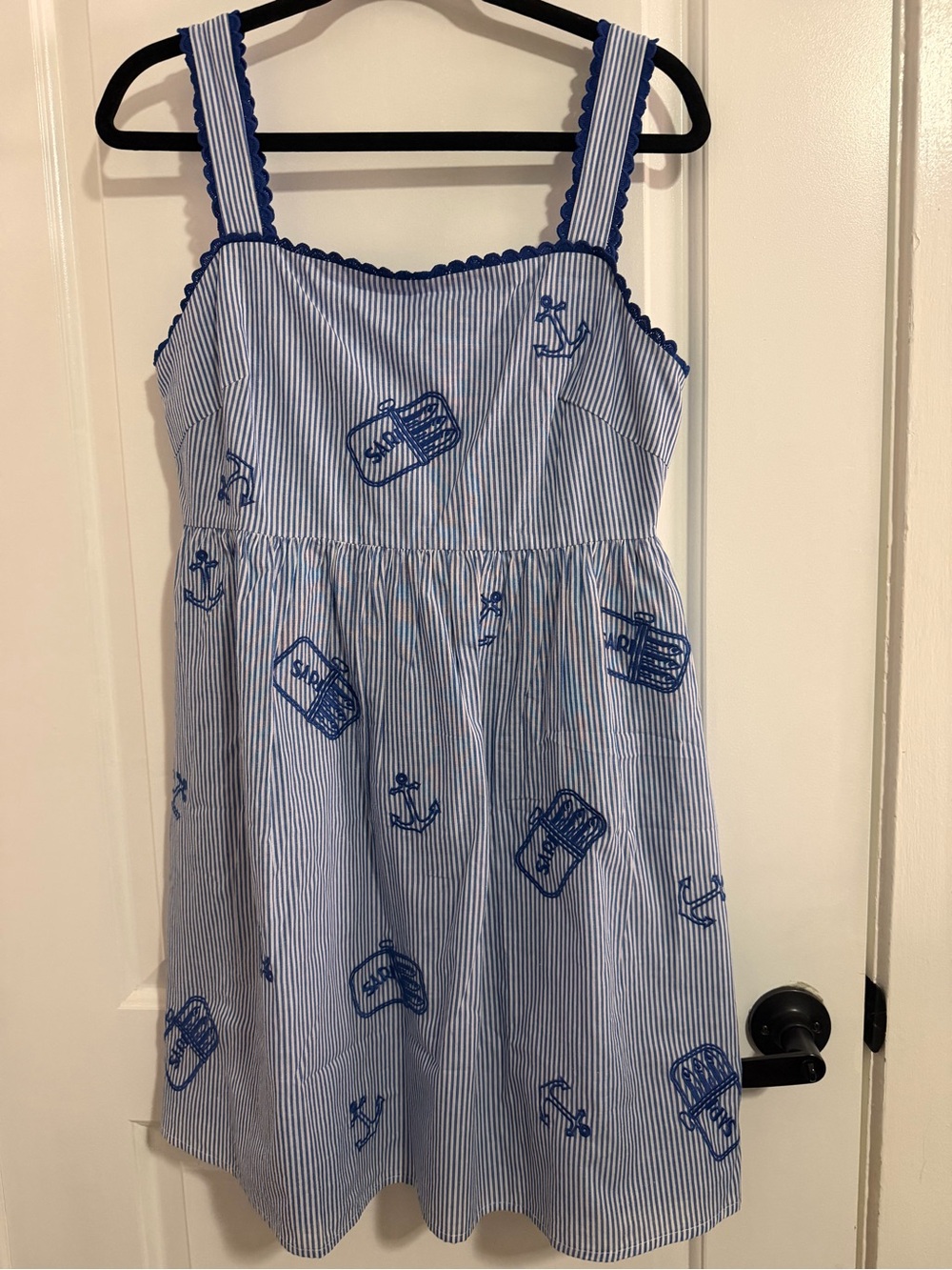 Blue Striped Nautical Print Mini Dress